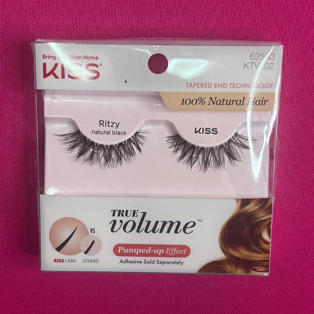 KISS True Volume Ritzy Strip Eyelashes Long Full Volume Black 100% Hair KLE02
